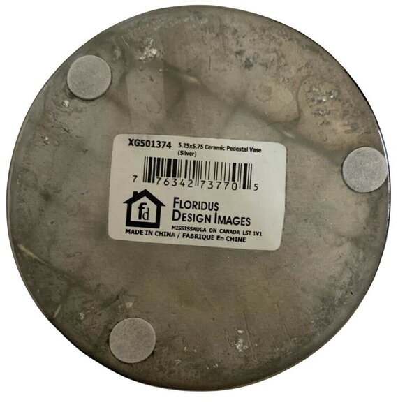 Floridus Design Images Vase 5.25 x 5.75 Silver Ceramic Mirror Mercury Pedestal - Picture 3 of 3